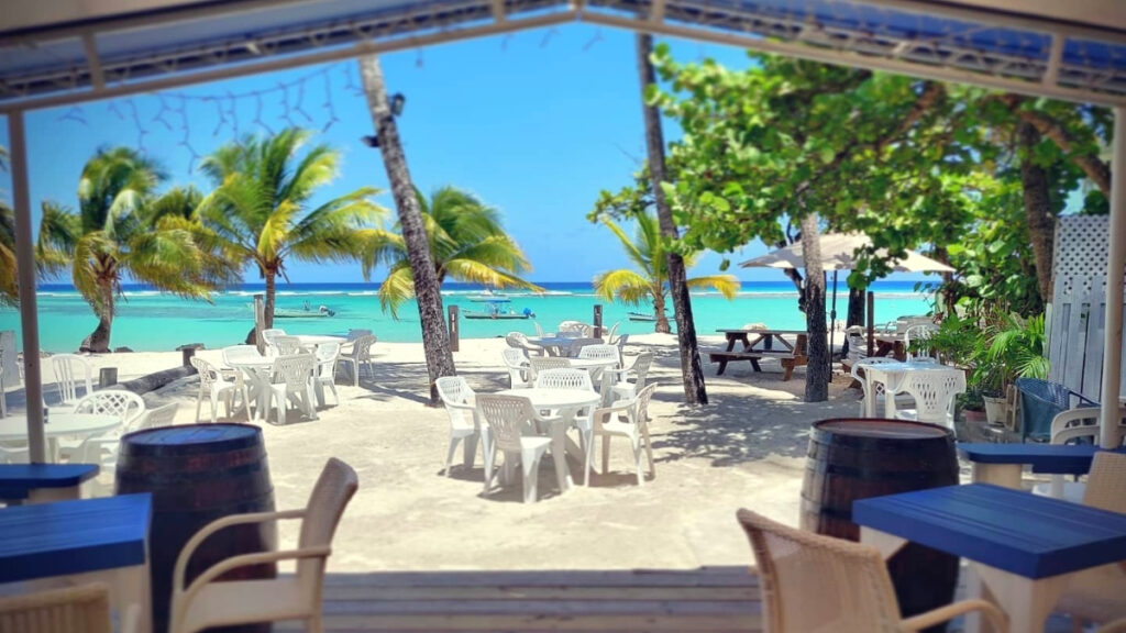 view of the beach from inside the bar view of the Barbados beach from inside the bar