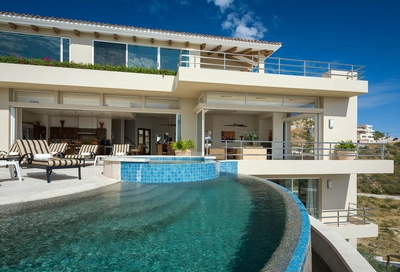 This luxury villa includes a spacious pool and Jacuzzi found on the expansive terrace