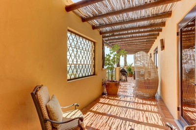 The outdoor terrace of Hacienda Tranquila wraps around the nearly the whole of the home.