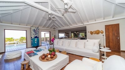 Living Area: Great room with large HD-TV, Dish Network, ceiling fan. Outside lounge on the cove