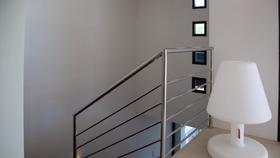 Indoors: indoor stairs for access to the bedrooms. 