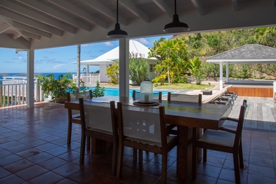 Dining Area: On the main terrace, wooden table with space for 6 people, gas grill. Sea view 