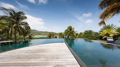 Pool & Terrace: Beautiful heated pool overlooking Petit Cul-de-Sac Bay. Large terrace with deckchair